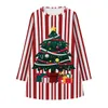 Wear europeu e americano New Infantil Popular Árvore de Natal Stripe Dot Imprimir vestido de manga comprida Outono T-shirt de Crianças Saia