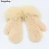 Women Real Gloves Lovely Ladies Genuine With Fur Warm Knitted Mink1