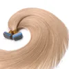 Dubbel getrokken menselijke hair tape in hair extensions # 27 Aardbei Blonde Virgin Russische onzichtbare huid inslagband op extensies 40pcs / 100g