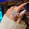 Luxe Rhinestone Butterfly Ring voor Dames Dames Crystal Edelsteen Vlinders Open Ringen Engagement Party Sieraden Gift