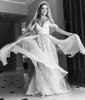 2021 Spaghetti Straps Boho Wedding Dresses Bridal Gowns A Line Sexy Side High Split Puffy Chiffon Beach Bride Dress Floor Length