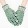 5本の指の手袋ファッションキャンディーカラーニットスクリーンタッチ冬の女性男性の便利な手着用厚い綿のユニセックスグアンテス1