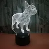 Touch Afstandsbediening Vision lamp Kleurrijke 3D Nachtverlichting Franse Bulldog 3d Kleine Tafellamp kerstcadeau1027155