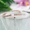 MG0962 6 mm Polished Rose Quartz Rose Gold Color Bead Bracelet Set Pink Gem stone Bracelet Dainty Healing Crystals Bracelet5408032