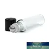 DHL expédition 10 ml épais verre transparent rouleau sur souhait bouchon noir huiles essentielles flacons vide bouteille de parfum 10cc en acier inoxydable Roller Ball