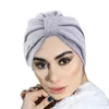 2020 코튼 터번을 위해 여성 더블 레이어 새틴 안감 모자 항암 치료 캡 여성 단색 탈모 암 모자 인도 모자 이슬람 모자