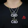 Chokers High Quality Hip Hop Bling Men Jewelry 5A Cubic Zirconia Iced Out Baguette Cz Young CEO Pendant Necklace Rope Tennis Chain1