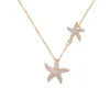Collana girocollo corta con ciondolo a forma di stella di pesce adorabile per donne ragazze Scintillante diamante zircone fashion designer oro rosa argento