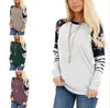 Designer T-shirts Kvinnor Patchwork Vestidos Kostym Rund hals Långärmad Pullover Kvinna Striped Print Blouse Top Damkläder LSK1240