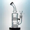 Mini Double Tree Perc de vidro Água Bongos 14 milímetros conjuntas Dab Pequenas Rigs 12 Pipes Braços Percolate água Hookah com a bacia ou quartzo Banger