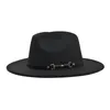 Szerokie brzegowe czapki proste top hat solidny kolor Fedoras dla mężczyzn Women Wool Warm Jazz Chapeau291n