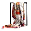 スカーフスクエアサテンシルクスカーフ女性ヒジャーブソフトショールラップ女性Foulard Ladiesカラー印刷された箇所bufandas
