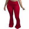 Damklänningar Flare Byxor Breda ben Casual Plus Size Elastiska Leggings Byxor med hög midja Bell Bottom Draperad Jogger Sweatpants