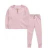 Elastische lange mouwen pyjama's kind kinderen ondergoed pyjama's knoppen kits warme ondergoed jassenbroek sets zachte 17ll f2