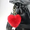 New Heart Ball Pom Pom Keychain Fluffy Faux Rabbit Fur Pompom Schlüsselketten Frauen Bag Pendelly Schmuck Ketten Key Schnalle T2C51966764260