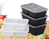 Einweg-Dinnerbox aus Kunststoff, 500, 650, 750 ml, 1000 ml, 2 Fächer, für Lebensmittel, Mittagessen, Aufbewahrung, Holoder, 2 Farben, Take-Out-Boxen, Geschirr, 300 Sätze/Los