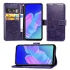 Casos de celular para huawei p40-lite-E PU Covers de couro Lucky Four Clover Phone da carteira com alça de mão (Modelo: P40litee)