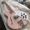 Guitarra eléctrica rosa personalizada de 12 cuerdas, modelo 330, pastillas Rick Toaster, guitarras eléctricas, guitarras semihuecas hechas con barbilla