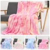 Tie-Dye Flanel Dekens Warm Sherpa Deken Kinderen Volwassenen Vierkante Quilt Pluche Dubbele Verdikking Winter Couch Dekens CCA12536 5 STKS