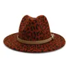 2020 homens homens largura lã de lã Felta leopardo chapé fedora com fivela de cinto vintage panamá trilby tap chapéu