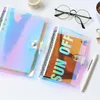 A6 Colorful Creative Macarons Binders Notebook Shell Loose-leaf Notepad Spiral Binder Inside Page Glitter Transparent Storage Bag