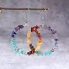 Kvinnor 7 chakra hoop örhängen färgglada natursten pärlor stor cirkel örhängen mode smycken örhängen hoops för kvinnor tjejer