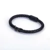 Tennis marron foncé noir bleu rouge macramé cuir pistolet pavé CZ X charme acier inoxydable fermoir magnétique Bracelets Bracelets pour Men1