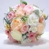 Romantic Bridal Flowers Wedding Bouquet With Ribbon Artificial Pink Accessories S1501