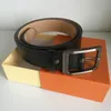 France Hip Belt men women Belts Black Genuine Leather black Gold Smooth Buckle with orange Box4708395