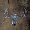 Cadı Pentagram Hilal Ay Kolye Fantezi Orman Şubesi Sihirli Wiccan Pagan Goth Takı