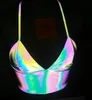 Deep V Sport Bra Laser Reflective Camisole Bright Sport Bras Donne Top Sexy Gym Yoga Gilet Abbigliamento Biancheria intima Tanques