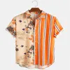 2020 Inghilterra Stile Mens Etnico Stampato Collare Del Basamento Della Banda Manica Corta Allentato Camicia Henley Hawaiana Camicia Hawaiana S-3XL