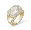 14K Vergulde Vierkant Zirkoon Diamond Ringen Trouwring Engagement Sieraden Voor Mannen Dames Geschenken