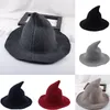 Stingy Brim Hats Fufucaillm 2021 Modern Halloween Witch Hat Fashion Wool Fedoras för vuxen tjejfest2086594