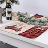 Arbre de Noël Rouge Camion Napperons Tapis De Table Hiver Buffalo Plaid Napperon À Manger Maison De Noël Décoration De Table JK2009PH