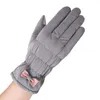 Cinq doigts gants femmes hiver chaud arc décoration imperméable coupe-vent sports de plein air mitaines mode couleur unie écran tactile gant YL51