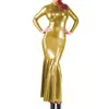 Plus Storlek Långärmad Glänsande Metallic Mermaid Dress Ladies Sexig Back Zipper Bodycon Lång Klänning Elegant Party Club Trumpet Vestido