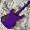 Mástil de GUITARRA para bajo con tapa de arce acolchado personalizado, cuerpo pasante en color morado LTD con pastillas EMG