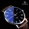 Yazole montre à Quartz hommes décontracté affaires bracelet en cuir montres classique Ultra-mince verre bleu hommes montre à Quartz Reloj Hombre