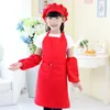 6 Pcs Kids Aprons and Hats Set Children Chef Aprons for Cooking Baking Painting White Black Red16073838