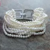 12strands Witte zoetwater parel Pearl Black Green Jade Micro Inlay Zirkon Accessoires Bracelet Long 20 cm Fashion Jewelry