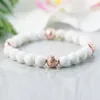 MG0957 8 mm blanc lave huile essentielle diffuseur énergie Bracelet soulagement de l'anxiété pierre de lave Bracelet Yoga poignet Mala bijoux