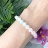 Bracelet en pierre de lune, aigue-marine et bois de sant, 8mm, Chakra du cœur, cristaux de guérison, cadeau d'énergie positive pour Her230L, MG0969