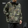 Mode-slijtage aan beide kanten zwarte hoodies streetwear militaire camouflage jas mannen Koreaanse stijl fashions sweatshirt harajuku kleding