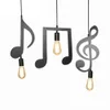 Modern Iron Music Character Notes E27 Creatieve Hanglamp Light voor Bar Slaapkamer Eetkamer Hanglamp