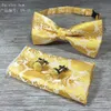 Шеиные галстуки Bowtie + Hanky ​​запонки наборы 100% шелковые жаккардовые тканые мужчины бабочка бабочка галстук карманный квадратный платок набор роскошный аксессуар