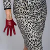 Fashion Short Leather Gloves 21cm Wrist Simulation Imitation Sheepskin Pu Deep Wine Red 3-Push211