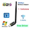 300 Mbit/s USB-WLAN-Adapter, kostenloser Treiber RTL8192 mit 5 dBi externer Antenne, Hochgeschwindigkeits-2,4-GHz-Wireless-Wi-Fi-Dongle-Netzwerkkarte