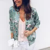 Veste d'automne pour femme, mode dames rétro Floral fermeture éclair, vêtements d'extérieur bombardier manteaux et vestes décontractés pour femmes