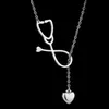Naszyjnik ze stetoskopem ze stali nierdzewnej Nowa moda Biżuteria medyczna Stop Kocham cię Wisiorek w kształcie serca Naszyjnik dla kobiet